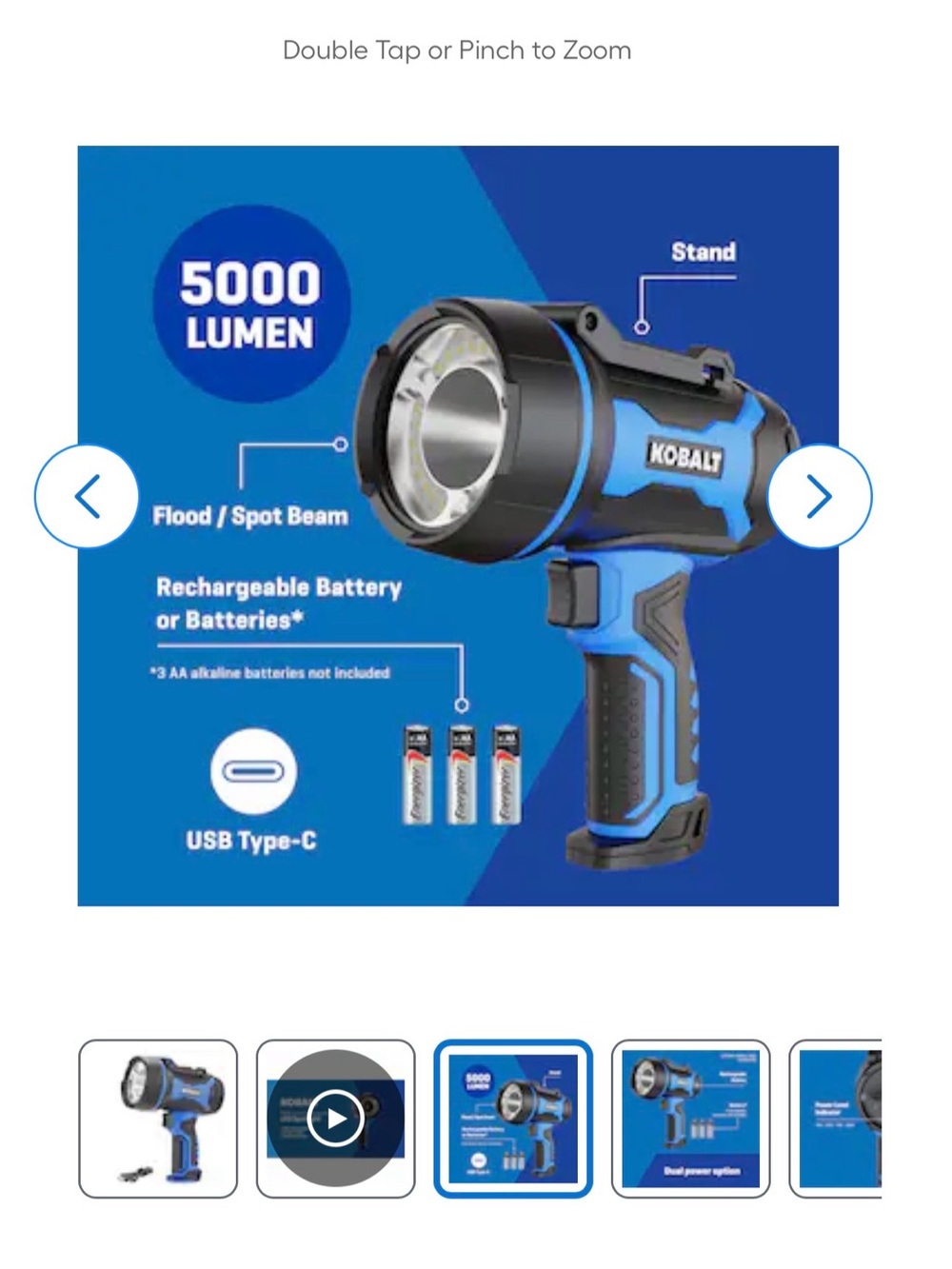 Kobalt Blue Handheld Spotlight with Ergonomic Grip - Picture 6 of 8